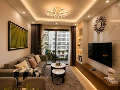 발코니가 있는 침실 2개 아파트 — Vinhomes D'capitale Hanoi Opus Apartment